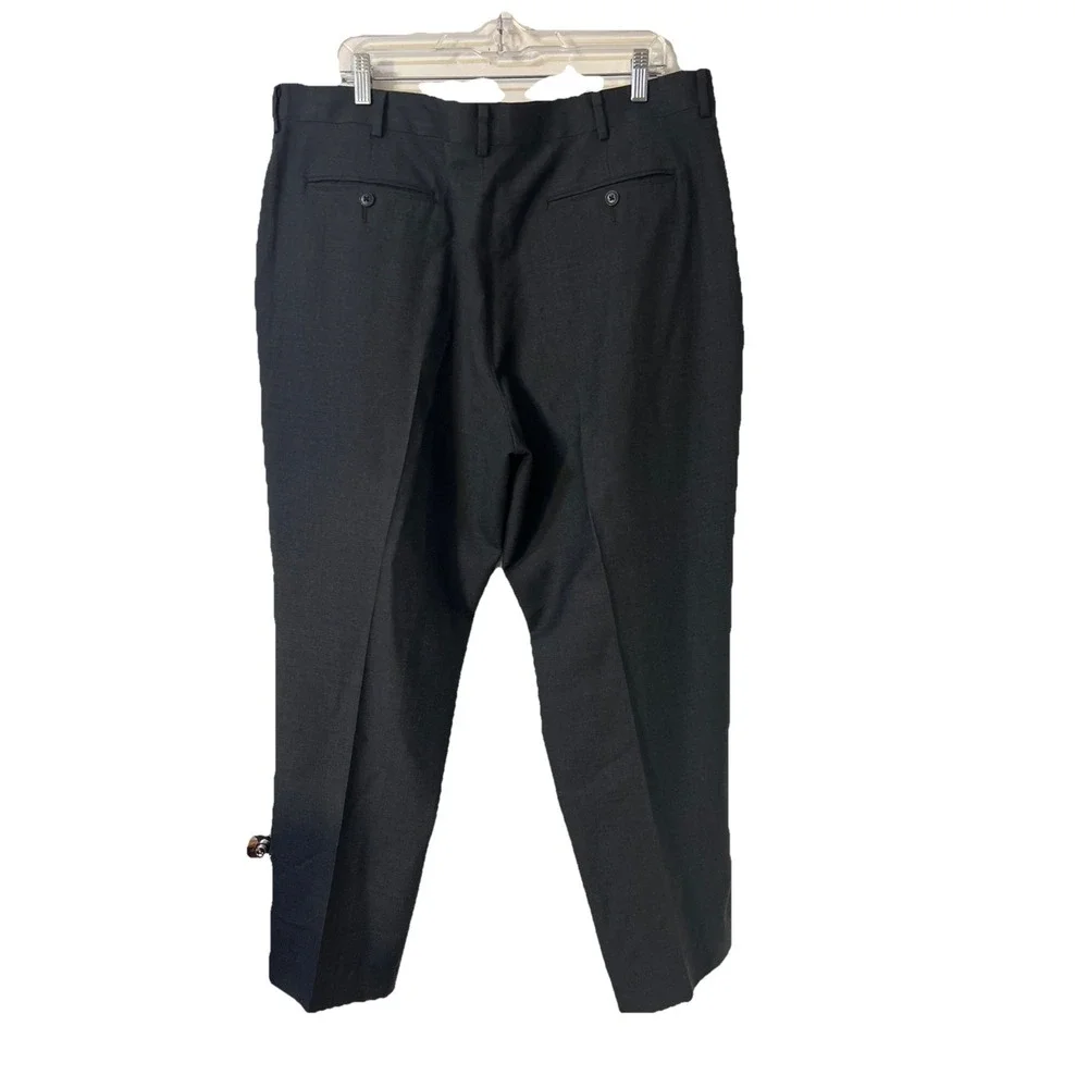 LL Bean Classic Fit 100% Wool Dark Gray Dress Pants‎ Flat Front 40W Men's